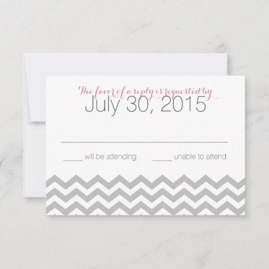 Carte de réponse rose Zigzag moderne (Devant)