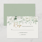 Carte de réponse Roses blanches (Devant / Derrière)