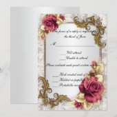 Carte de réponse Roses Rouges Élégantes (Devant / Derrière)