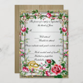 Carte de réponse Roses rouges rustiques élégantes (Devant / Derrière)