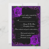 Carte de réponse Roses violettes gothiques élégant (Devant)