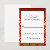 Carte de réponse rouge et or (Devant / Derrière)