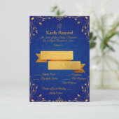 Carte de réponse Royal Bleu et Or (Debout devant)