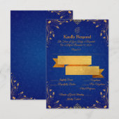 Carte de réponse Royal Bleu et Or (Devant / Derrière)