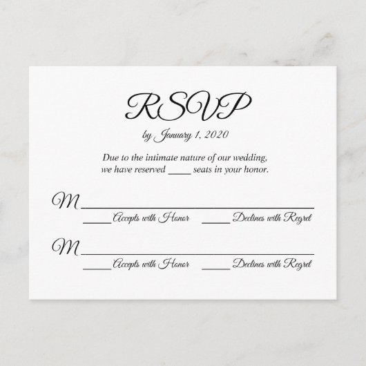 Carte de réponse RSVP (Devant)