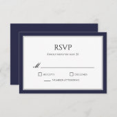 Carte de réponse RSVP à bordure grise et bleue mar (Devant / Derrière)