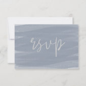 Carte de réponse RSVP à coup de pinceau bleu pouss (Dos)