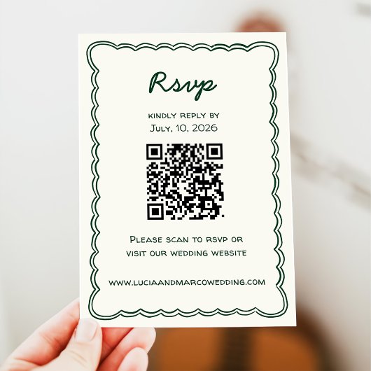 Carte de réponse RSVP à écriture manuscrite verte