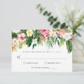 Carte de réponse RSVP à feuille de palmier tropica (Debout devant)