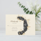 Carte de réponse RSVP à fleurs de roses noires aqu (Debout devant)