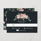 Carte de réponse RSVP à fleurs Midnight Bloom (Devant / Derrière)