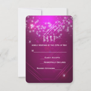 Carte de réponse RSVP à la fête Magenta Pink Spark