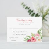 Carte de réponse RSVP à la palme tropicale florale (Debout devant)