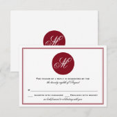 Carte de réponse RSVP à l'écriture élégante rouge  (Devant / Derrière)