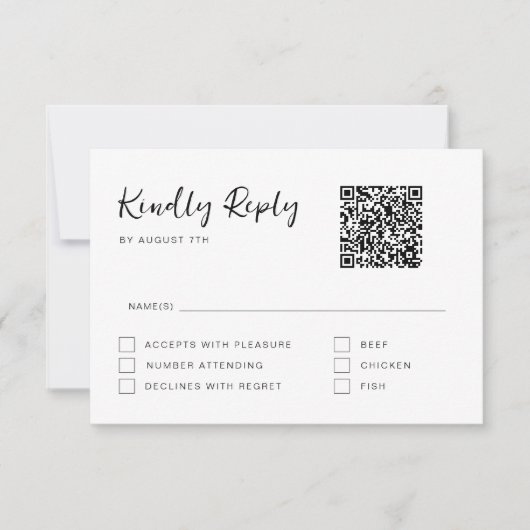 Carte de réponse RSVP à l'écriture moderne noir et (Devant)