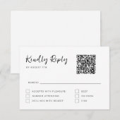 Carte de réponse RSVP à l'écriture moderne noir et (Devant / Derrière)