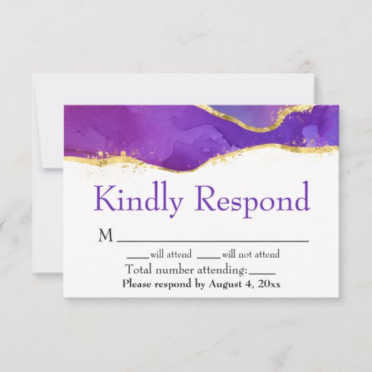 Carte de réponse RSVP à l'encre abstraite Fuchsia (Devant)