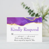 Carte de réponse RSVP à l'encre abstraite Fuchsia (Debout devant)