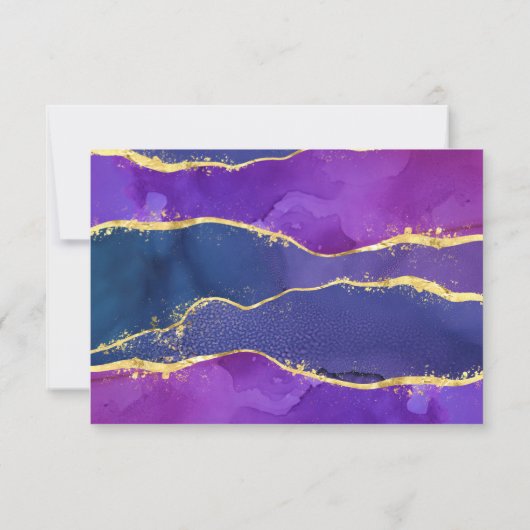 Carte de réponse RSVP à l'encre abstraite Fuchsia (Dos)