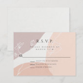 Carte de réponse RSVP à motif botanique rose moder (Devant / Derrière)