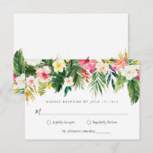 Carte de réponse RSVP à motif de feuille de palmie (Devant / Derrière)