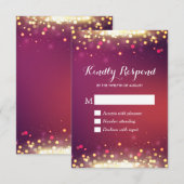 Carte de réponse RSVP à points scintillants or mod (Devant / Derrière)