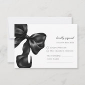 Carte de réponse RSVP à ruban noir (Devant)