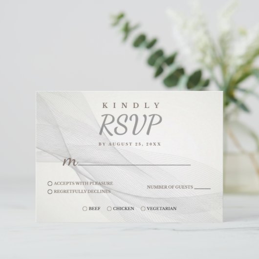 Carte de réponse RSVP à texture de ligne abstraite (Debout devant)