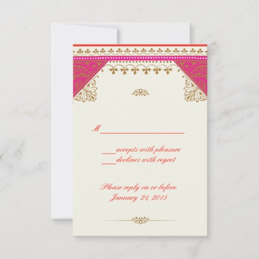 Carte de réponse rsvp à thème marocain (Devant)