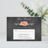 Carte de réponse RSVP Abstraite Fleur Chalkboard (Debout devant)