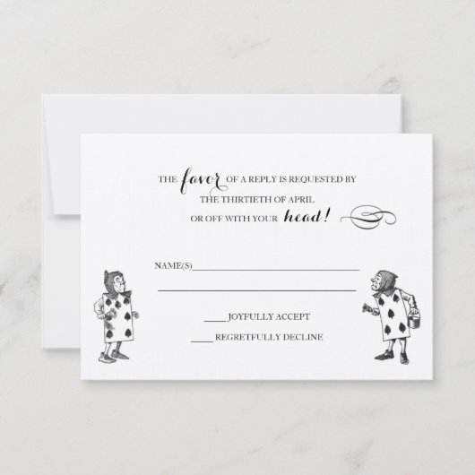 Carte de réponse RSVP Alice au pays des merveilles (Devant)