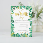 carte de réponse RSVP animaux de la jungle botaniq (Debout devant)