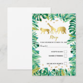 carte de réponse RSVP animaux de la jungle botaniq (Devant / Derrière)