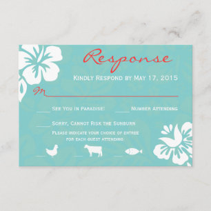 Carte de réponse RSVP Aqua Blue Beach Flowers