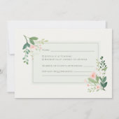 Carte de réponse RSVP aquarelle florale verte douc (Dos)
