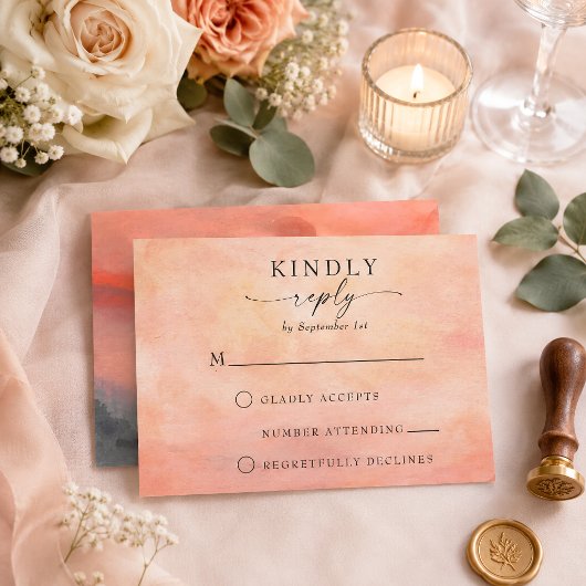 Carte de réponse RSVP aquarelle rustique de couche