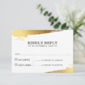 CARTE DE RÉPONSE RSVP arêtes dorées modernes luxe  (Debout devant)
