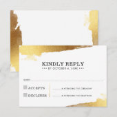 CARTE DE RÉPONSE RSVP arêtes dorées modernes luxe  (Devant / Derrière)
