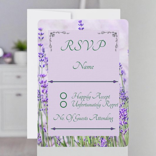 Carte de réponse RSVP arrondie du Mariage Lavender