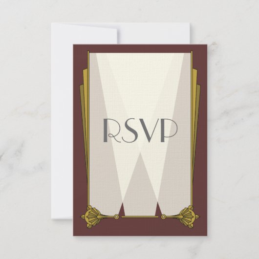 Carte de réponse RSVP Art Déco rouge chic (Devant)