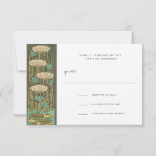 Carte de réponse RSVP Art Nouveau Libellule Nénuph