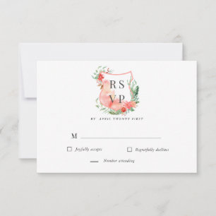 Carte de réponse RSVP au blason aquarelle florale