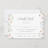 Carte de réponse RSVP au menu de fleurs sauvages d (Devant)