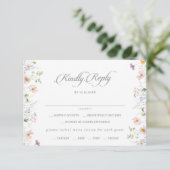 Carte de réponse RSVP au menu de fleurs sauvages d (Debout devant)