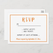 Carte de réponse RSVP automne orange minimaliste p (Devant / Derrière)