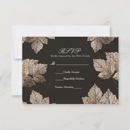 Carte de réponse RSVP automne rustique feuilles br (Devant)
