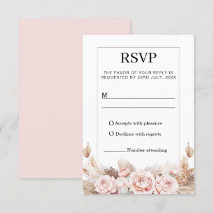 Carte de réponse RSVP aux pivoines fardées d'herbe