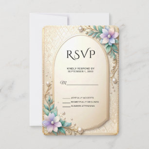 Carte de réponse RSVP avec cadre floral décoratif