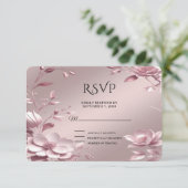 Carte de réponse RSVP avec cadre floral rose délic (Debout devant)