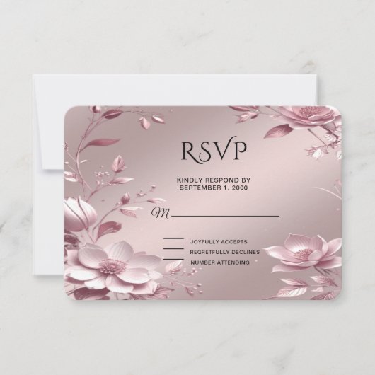 Carte de réponse RSVP avec cadre floral rose délic (Devant)